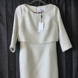 The FOLD London: Size 4 US; Size 8 UK. Northcote Dress Winter White Tweed.